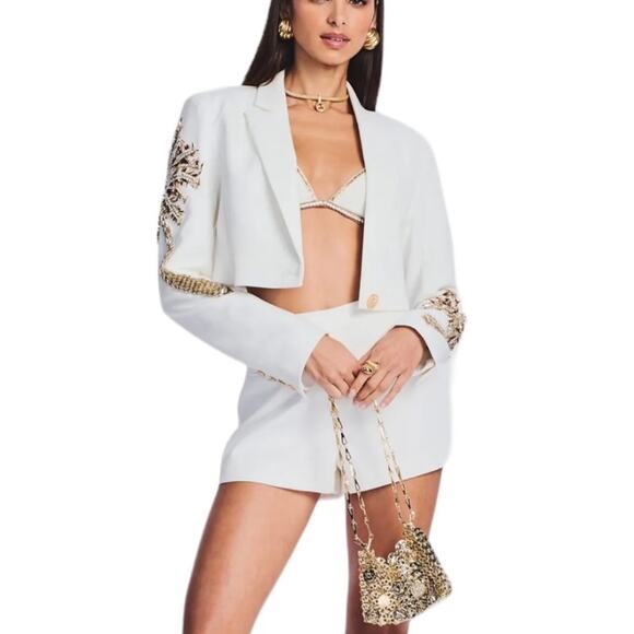 Retrofete Embellished Cropped Blazer Palazza Rare Size Small Retails $895 - Picture 12 of 15